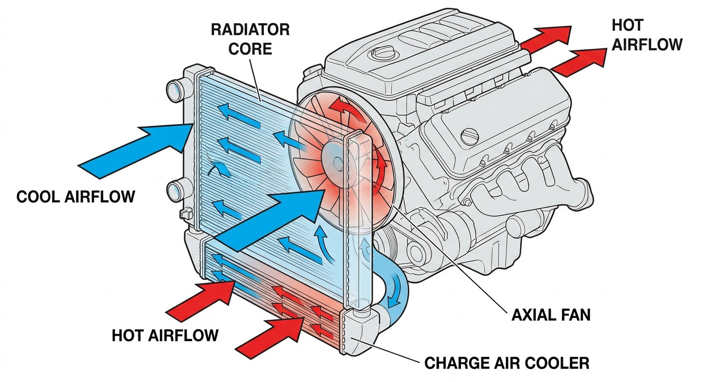 Schematic Cross-Section of the Engine Cooling System Schematic Cross-Section of the Engine Cooling System